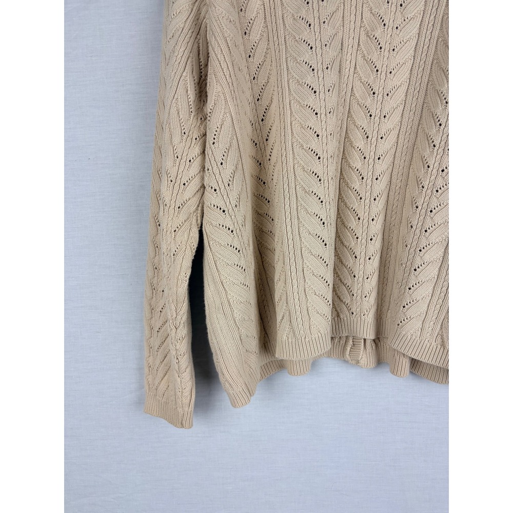 Talbots Womens XL Cream Beige Pointelle Cable Knit Button Front Cardigan Sweater - Picture 11 of 13